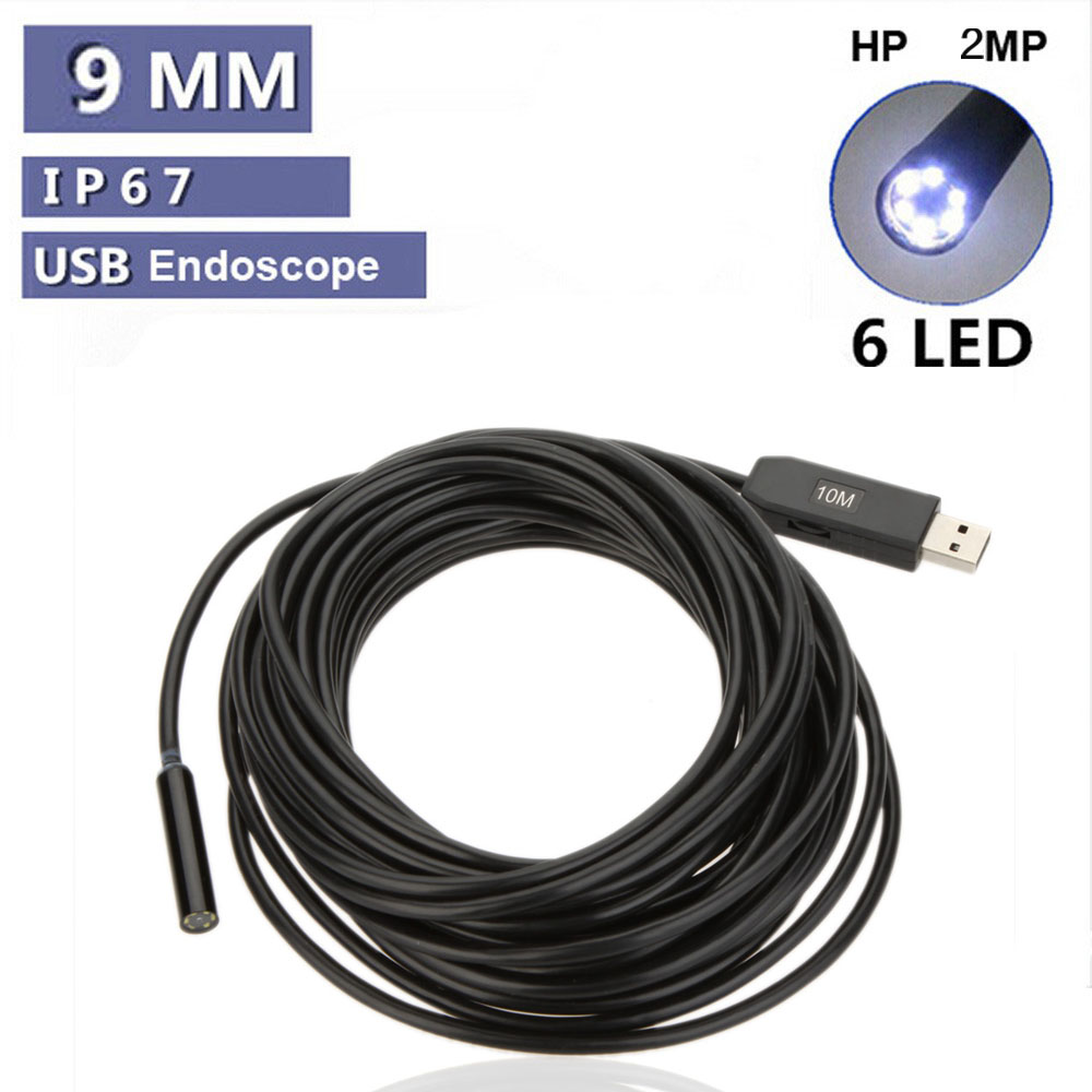 10M USB Inspection Camera Borescope Endoscope MP Waterproof microscope Snake Scope 6LEDs microscopio 9mm microscopio binocular