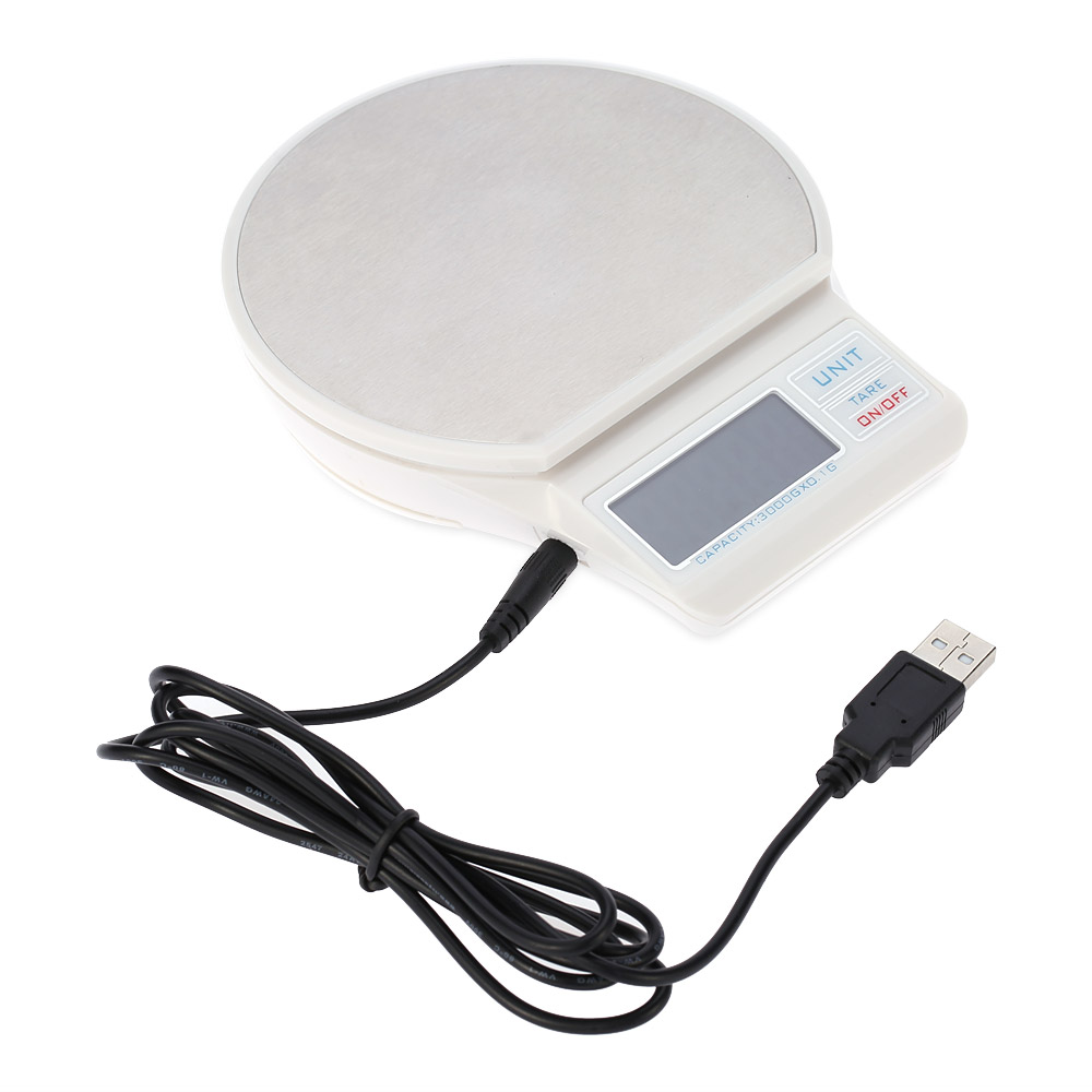 3000g 0.1g Mini Digital Electronic Scales Balance Professional Pocket Scale Kitchen Food Weight Weighting Scales Tool White