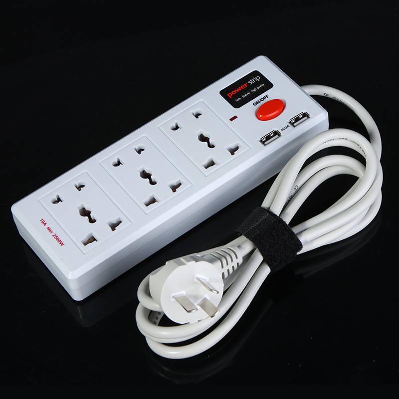 Multi functional plug 6 Outlet amp; 2 USB Charger Port Power Strip Circuit Breaker and accessories