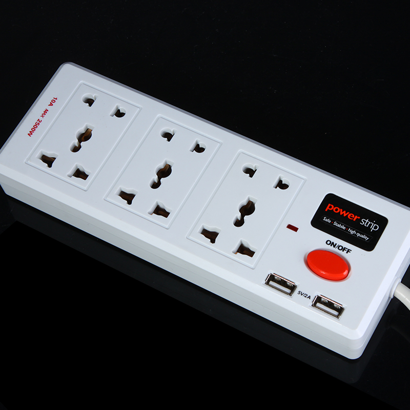 Multi Function 6 Outlet 2 USB Charger Port Power Strip Circuit Breaker Multi functional plug