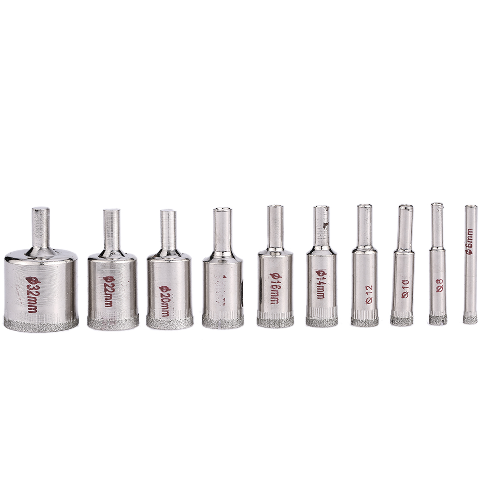 10pcs 6 32MM Electroplated Drill Bits ferramentas for Diamond Glass Drilling Hole Saws Drill Bit for Tiles Marble Glass Ceramic