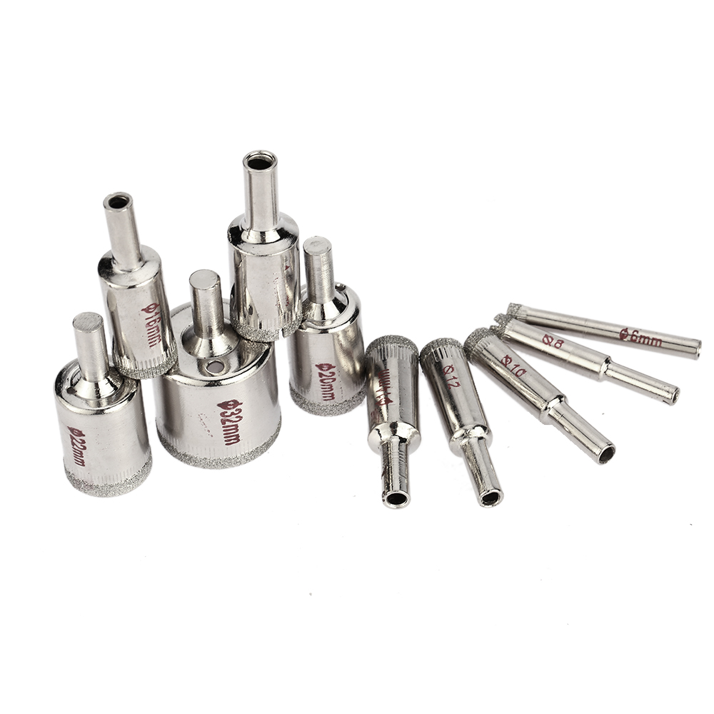 10pcs 6 32MM Electroplated Drill Bits ferramentas for Diamond Glass Drilling Hole Saws Drill Bit for Tiles Marble Glass Ceramic