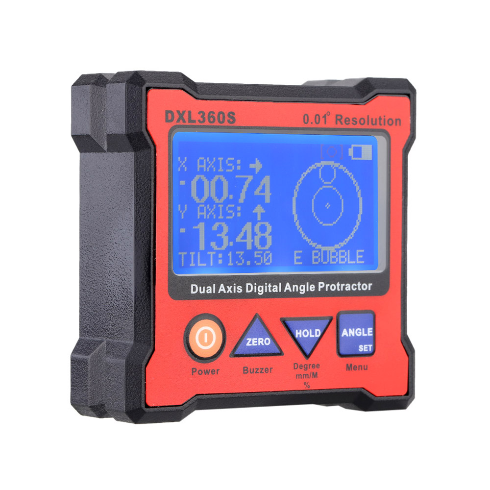 DXL360S Dual Axis Digital Angle Protractor High precision Dual axis Level Gauge with 5 Side Magnetic Base 100 240V 50 60Hz