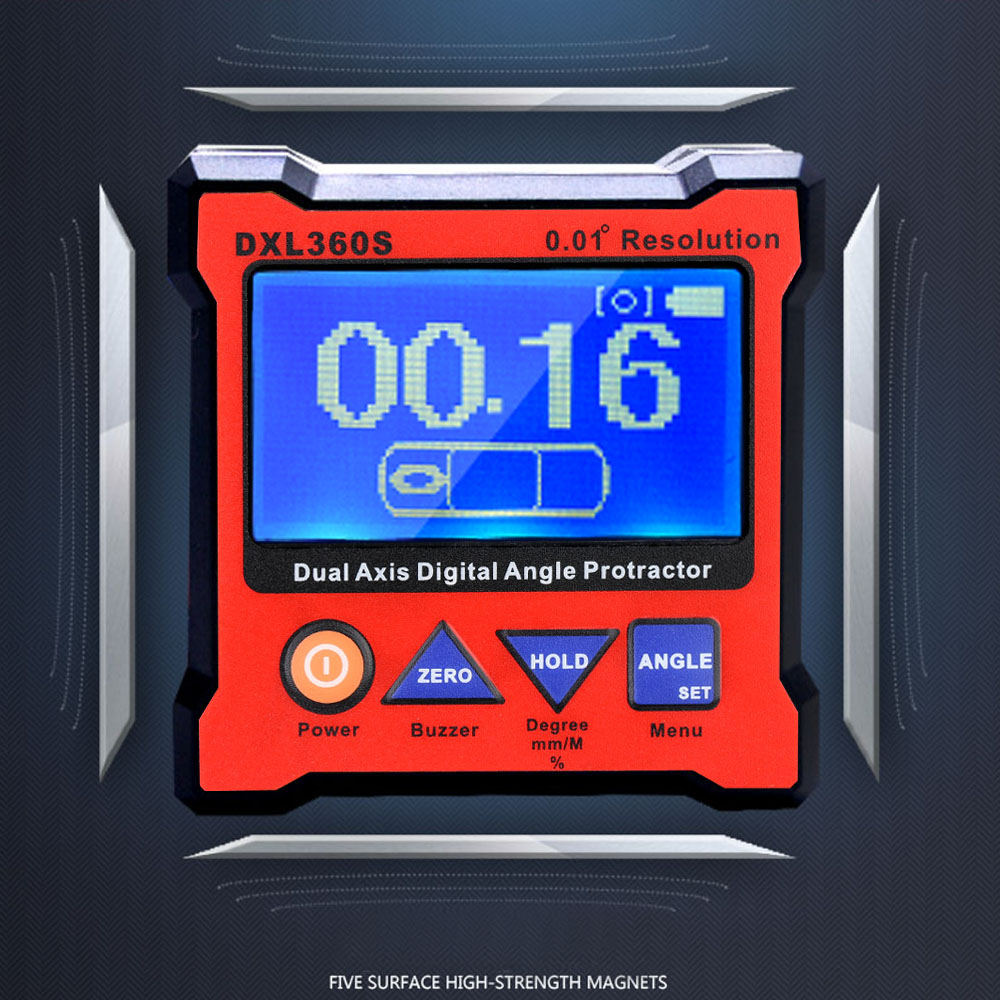 High precision DXL360S Dual Axis Digital Angle Protractor Dual axis Digital Display Level Gauge with 5 Side Magnetic Base