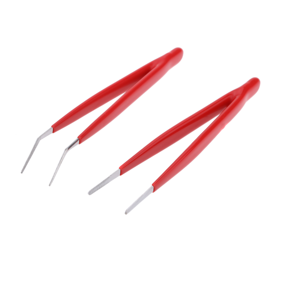 Pro sKit 908 T301 Stainless Steel Tweezer Non magnetic Insulated Portable 2 PCS Curved Straight Tweezer Set Great Repair Tools