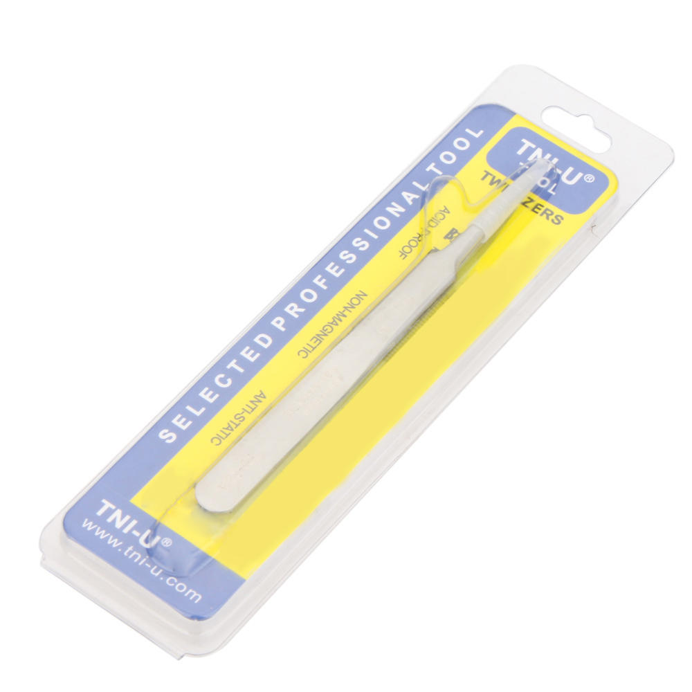 TU 13A+ 4.5 Non magnetic Silvery Round Straight Tweezers Nipper Pick up Hand Tool Stainless Steel