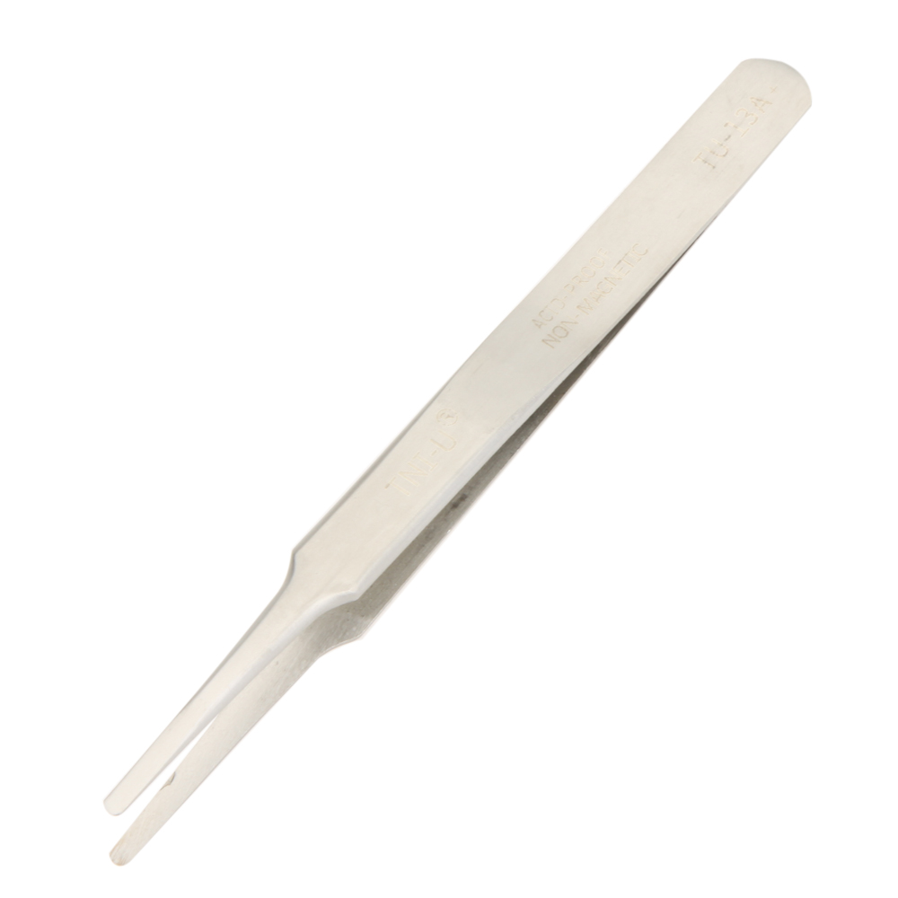 TU 13A+ 4.5 Non magnetic Silvery Round Straight Tweezers Nipper Pick up Hand Tool Stainless Steel