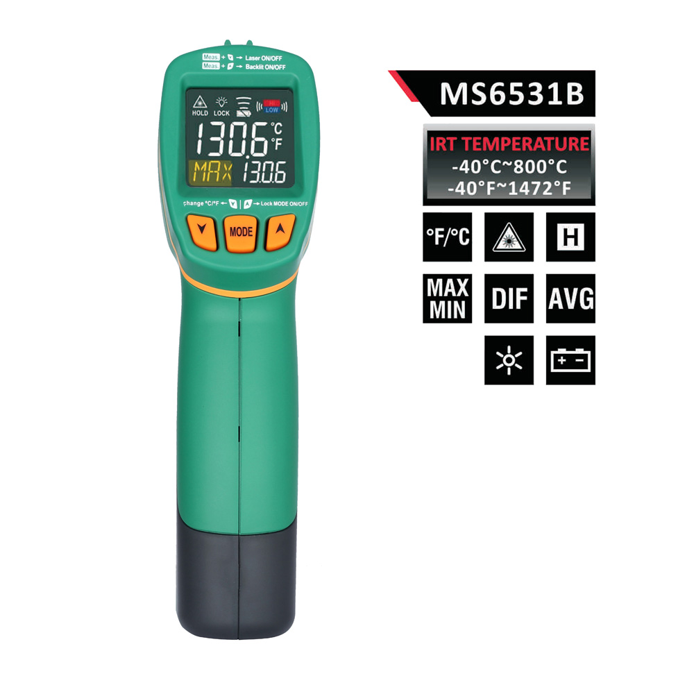 Handheld Non Contact Laser Temperature Tester Digital IR Infrared Thermometer LCD Color Display Pyrometer Diagnostic tool 40~800