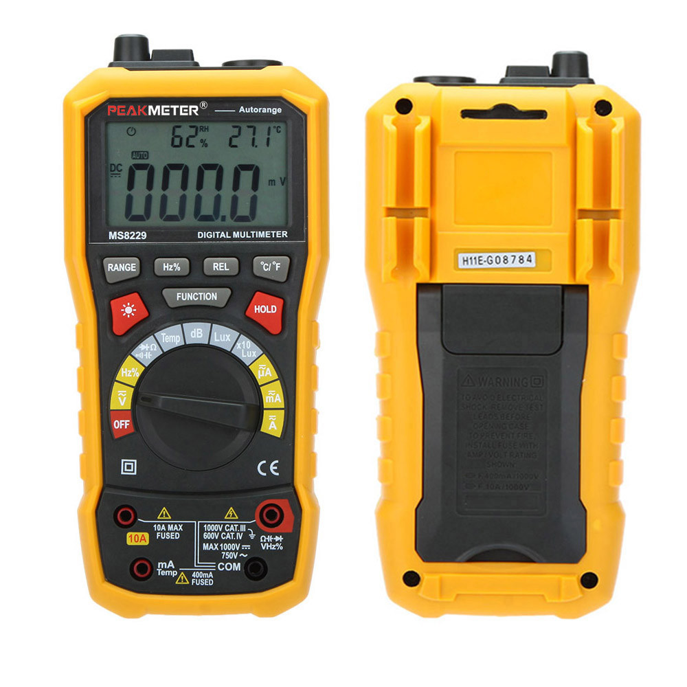 5 in 1 Auto Range Digital Multimeter Voltage Current Resistance Capacitance Meter Noise Temperature Humidity Luminance Tester