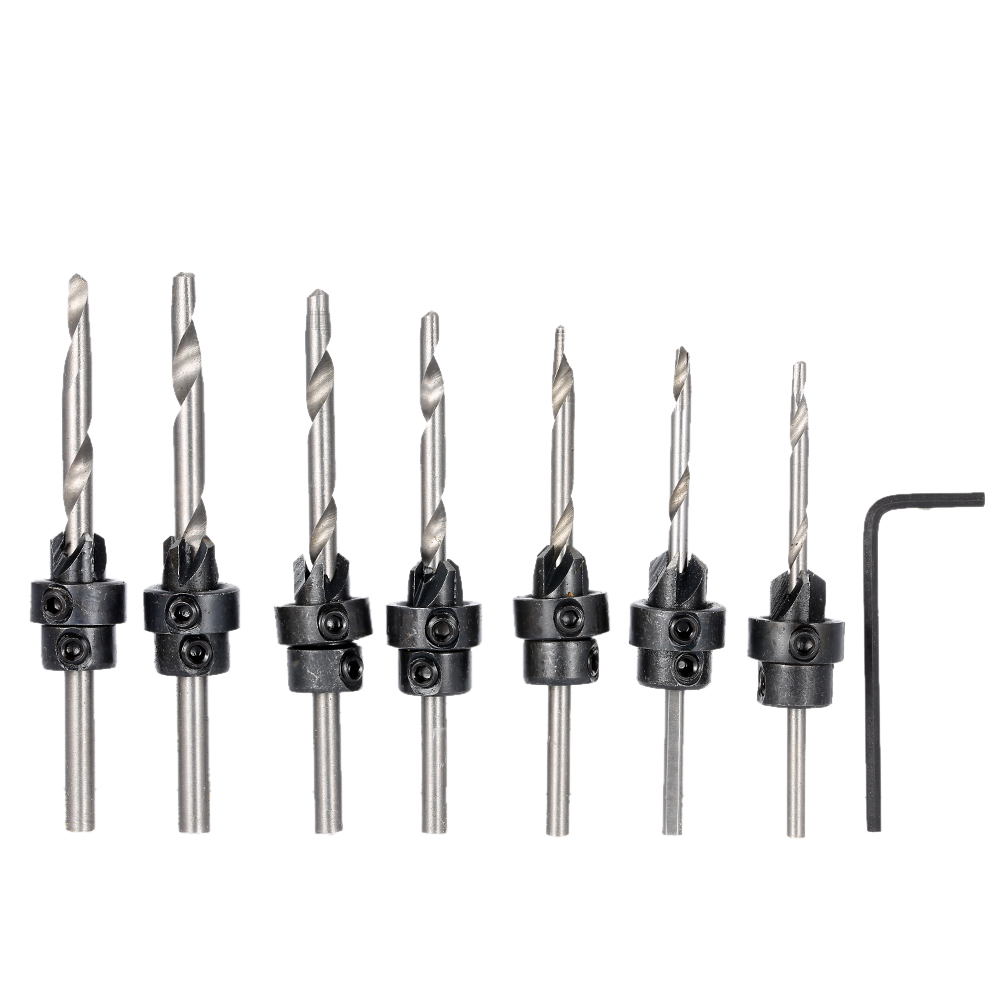 7pcs Drill Bits dremel power tools Woodworking Tools herramientas Carpentry Tapered Countersink Drill Bit Set 5 12 with Hex Key