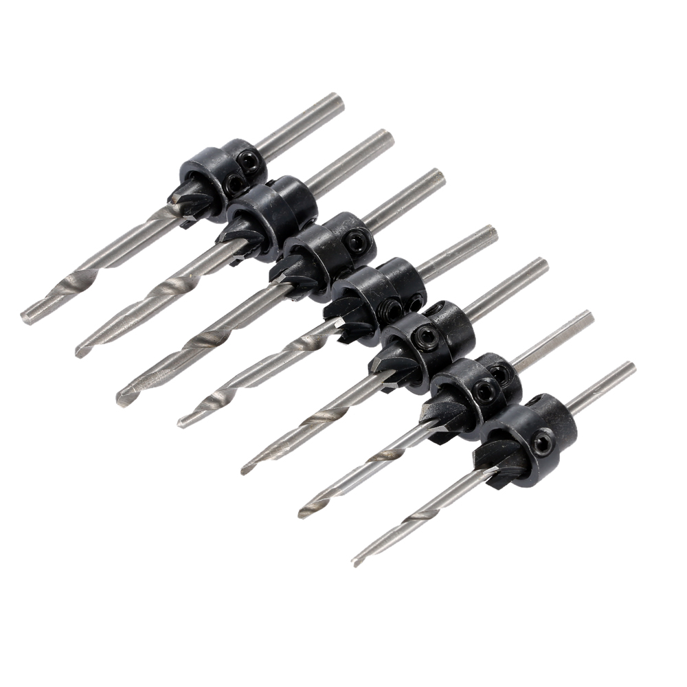 7pcs Drill Bits dremel power tools Woodworking Tools herramientas Carpentry Tapered Countersink Drill Bit Set 5 12 with Hex Key