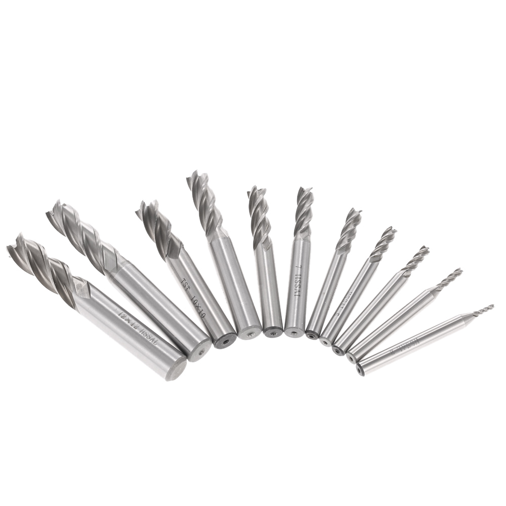 11pcs Drill bit HSS AL High Speed Steel Milling Cutter End Mill Drill Bits Straight Shank Cutting Tool Stainless Steel 2 12mm