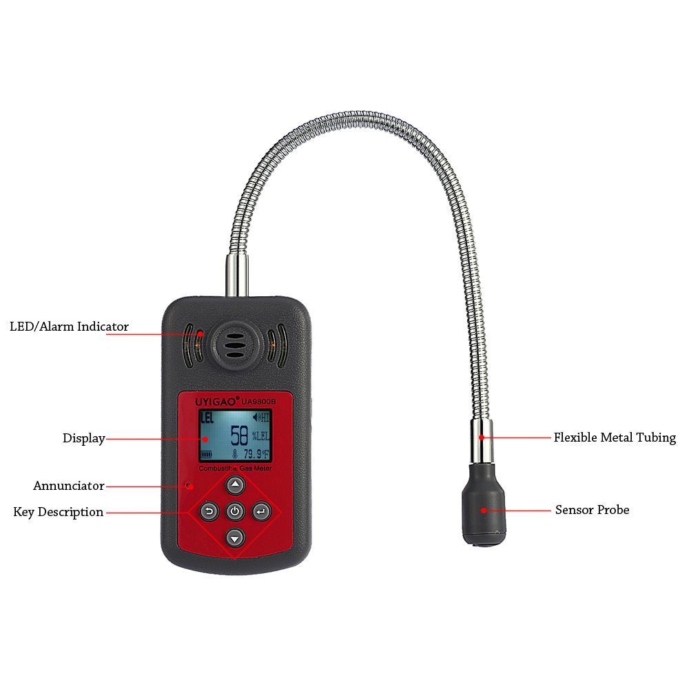 UYIGAO LCD Digital Combustible Gas Detector Automotive Gas Leak Location Determine Tester Gas Analyzer with Sound Light Alarm