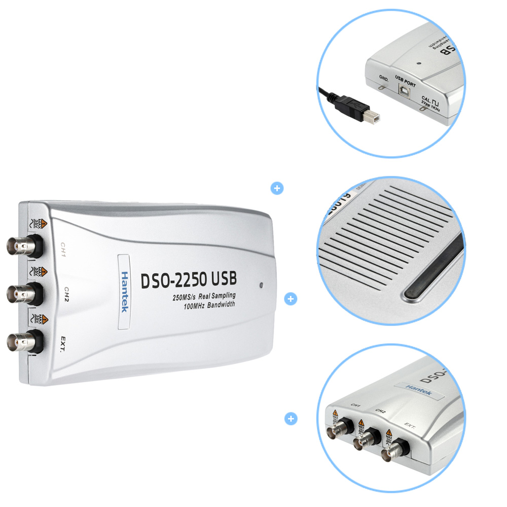 Hantek DSO2250 Professional Oscilloscope PC Based USB Digital Storage Virtual Oscilloscope 2 Channel 100MHz 250MSa s