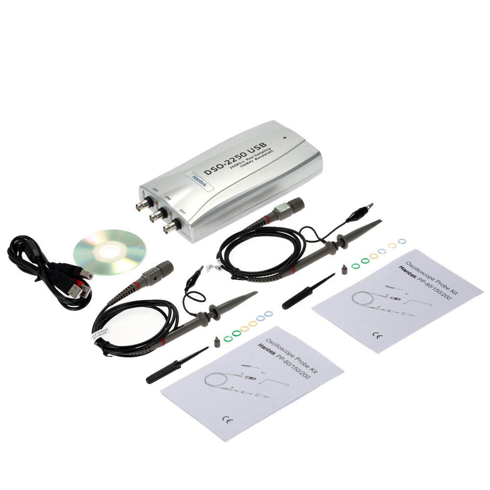 Hantek DSO2250 Professional Oscilloscope PC Based USB Digital Storage Virtual Oscilloscope 2 Channel 100MHz 250MSa s