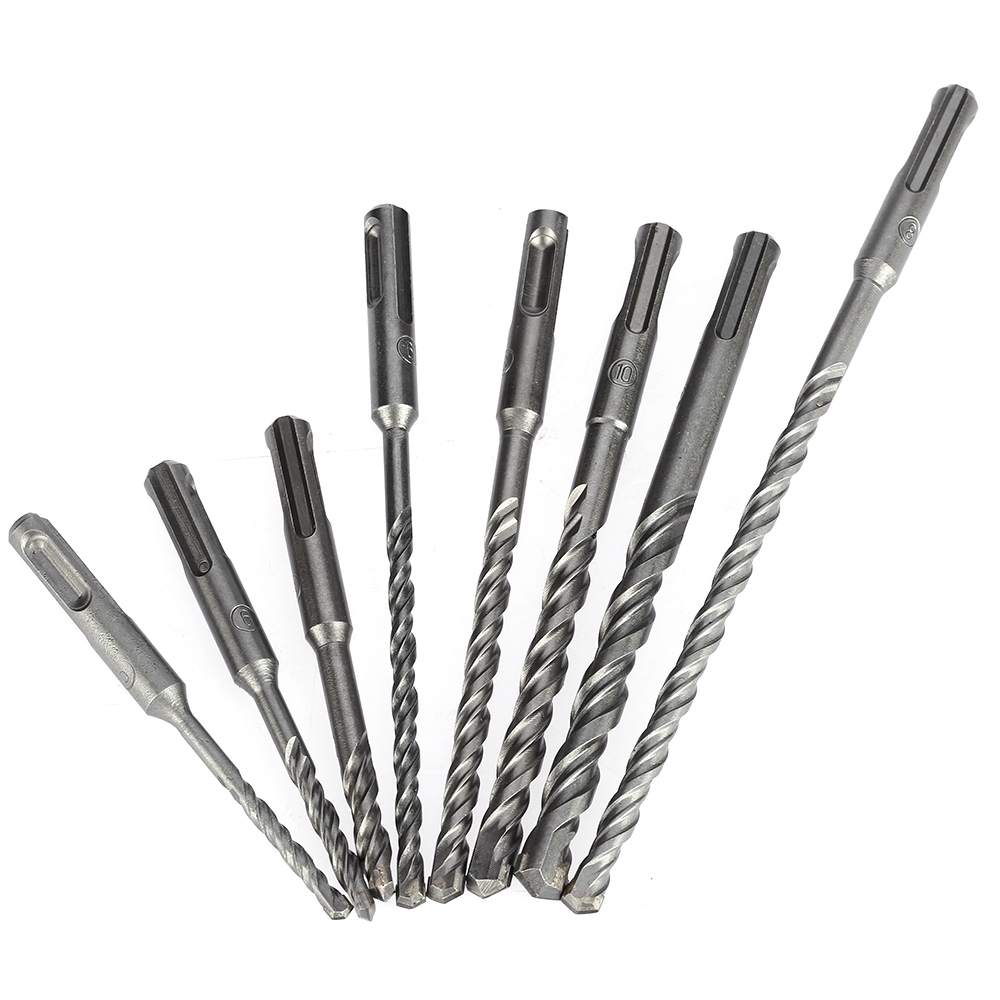 8pcs Electric SDS PLUS Drill Bits 2 Pits ferramentas perforator 2 Slots SDS Shank Rotary Hammer Impact Drill Bit with Case