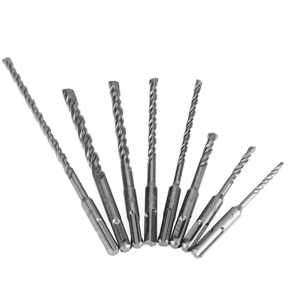 8pcs Electric SDS PLUS Drill Bits 2 Pits ferramentas perforator 2 Slots SDS Shank Rotary Hammer Impact Drill Bit with Case