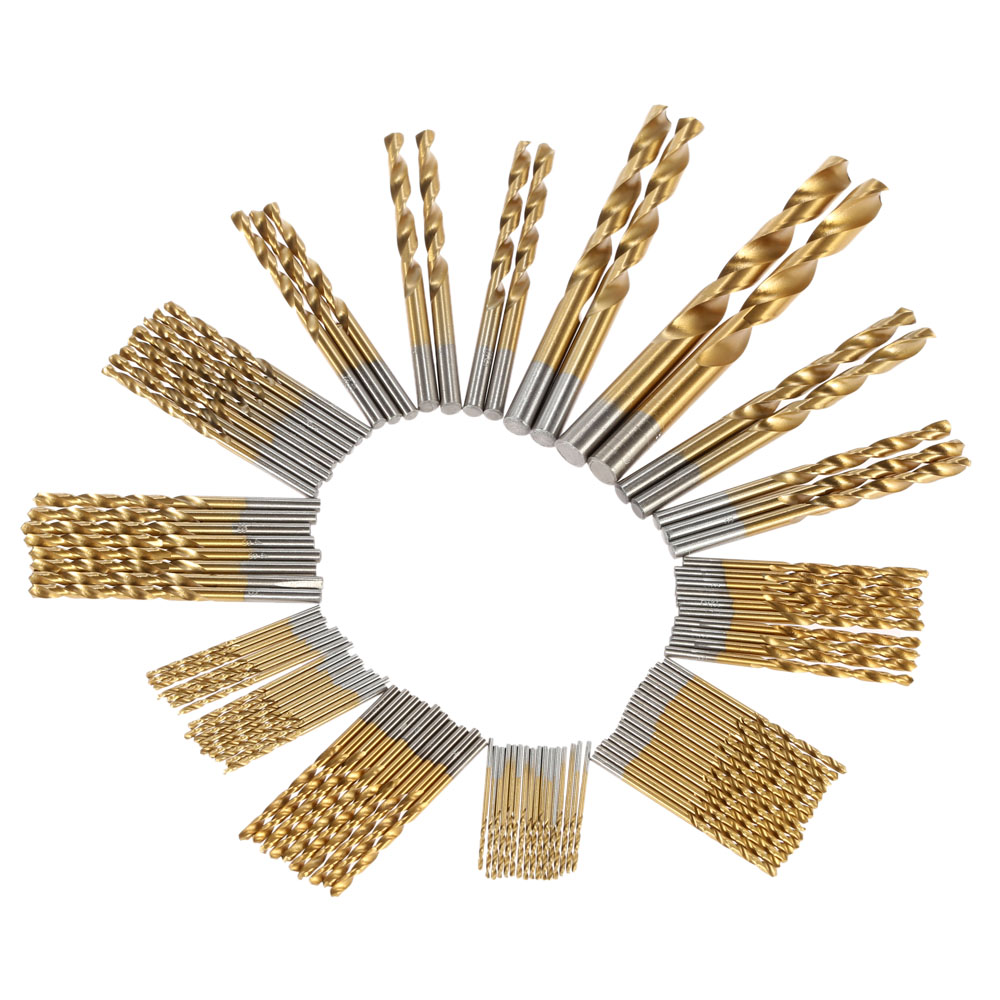 Mini Drill Set 99pcs set High Speed Steel Twist Drill Bits Titanium Coated HSS Twist Drill Tool Set Metric System 1.5mm 10mm
