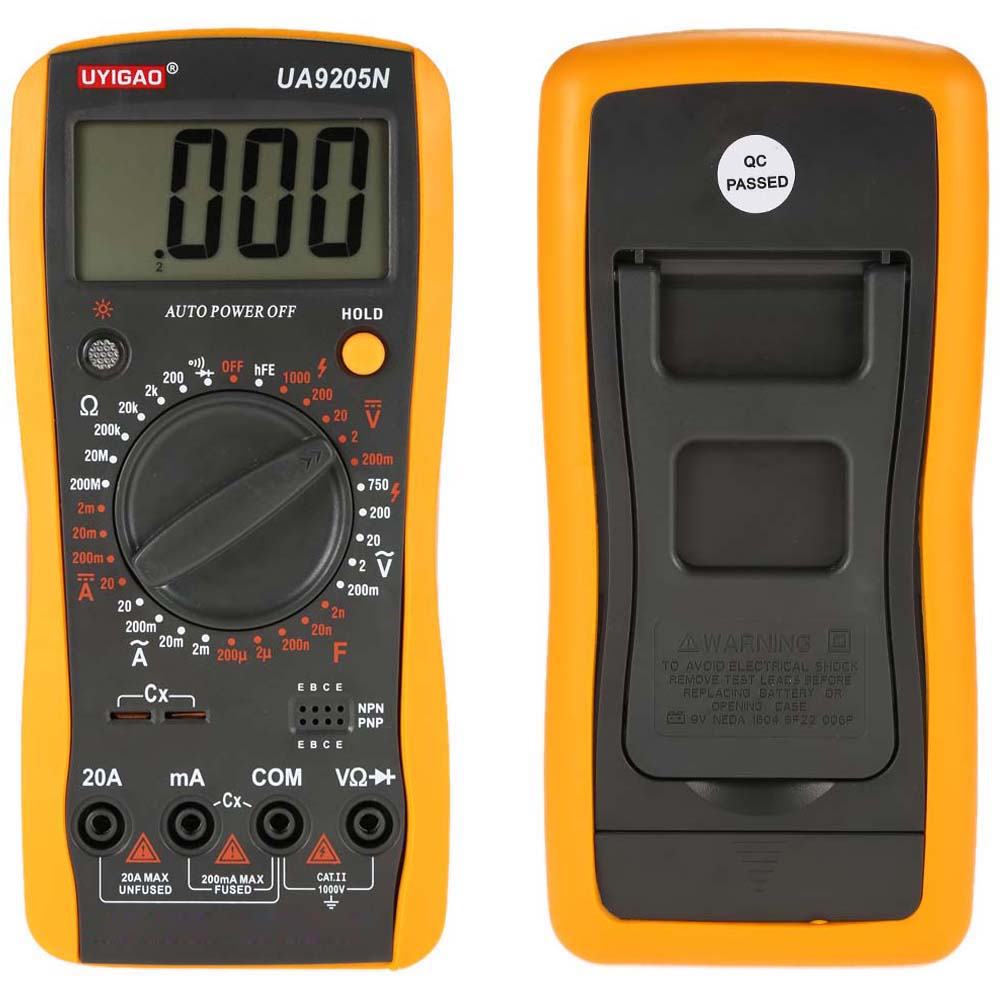 UYIGAO Mini Digital Multimeter DC AC Voltage Current Resistance Capacitance Tester esr meter Ohmmeter Ammeter Diode Triode Test
