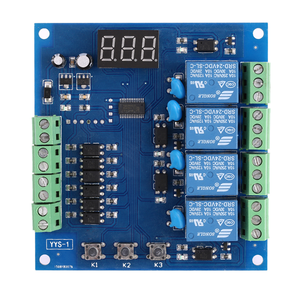 DC24V 12V 4 Channel Relay Module Programmable Signal Trigger Delay Timer Digital Adjustment Relay PLC Board Switch Control