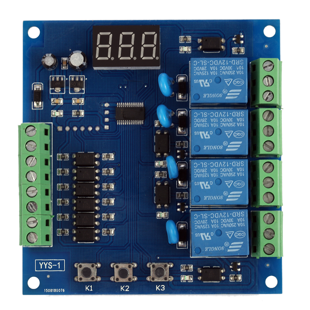 DC24V 12V 4 Channel Relay Module Programmable Signal Trigger Delay Timer Digital Adjustment Relay PLC Board Switch Control