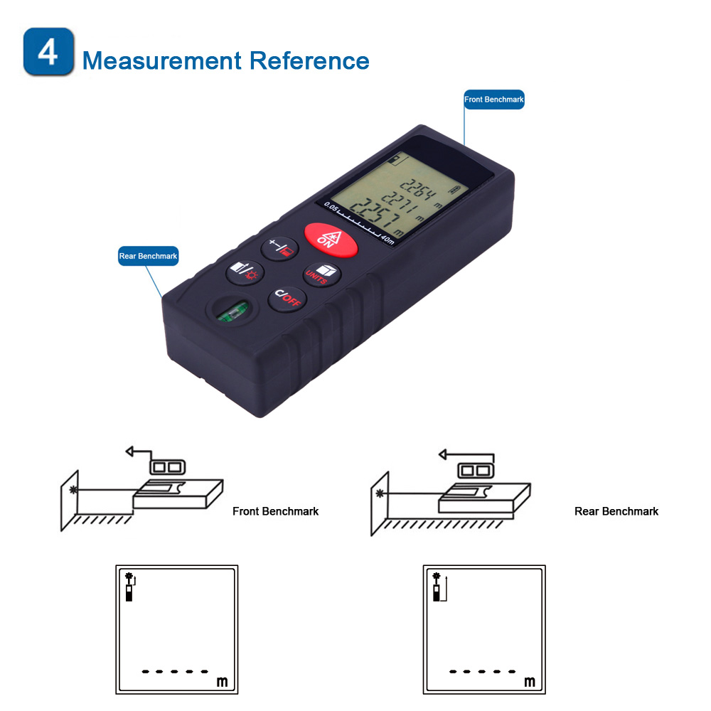 40m 131ft Mini Laser Rangefinder Handheld Digital Distance Meter High Accurate Range Finder Area Volume Measurement Level Bubble