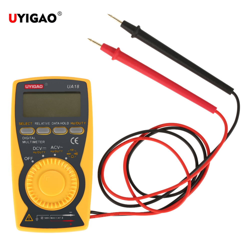 UYIGAO Portable Auto Digital Multimeter DMM Voltmeter Ammeter Ohmmeter AC DC Voltage Resistance Continuity Measurement Tester