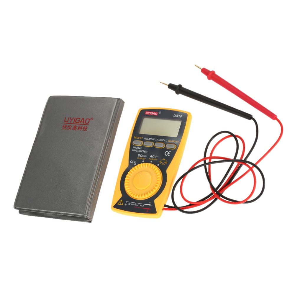 UYIGAO Portable Auto Digital Multimeter DMM Voltmeter Ammeter Ohmmeter AC DC Voltage Resistance Continuity Measurement Tester