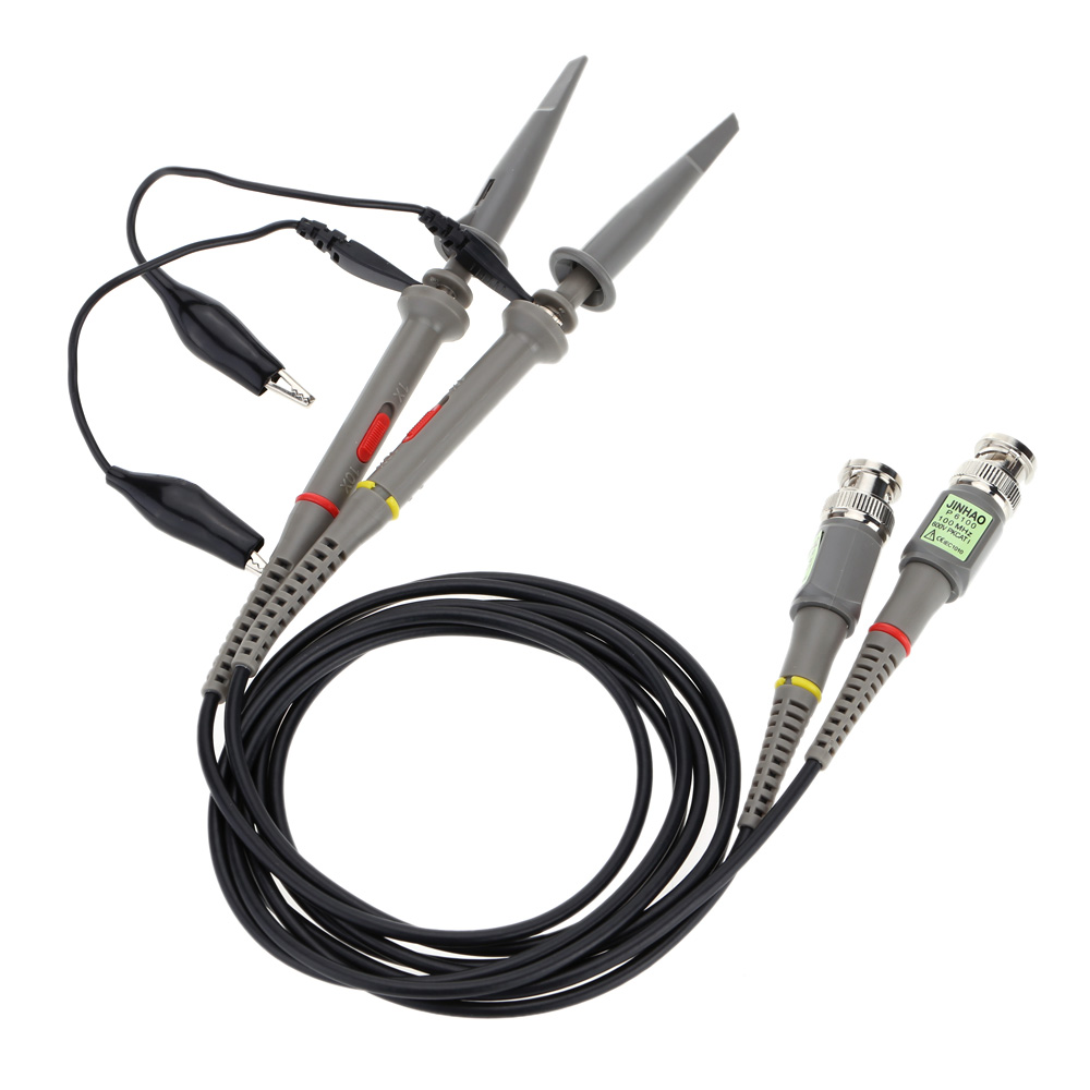 P6100 2Pcs High Precision Oscilloscope Probe 1X 10X 100MHz Alligator Clip Test Probe osciloscopio accessories diagnostic tool