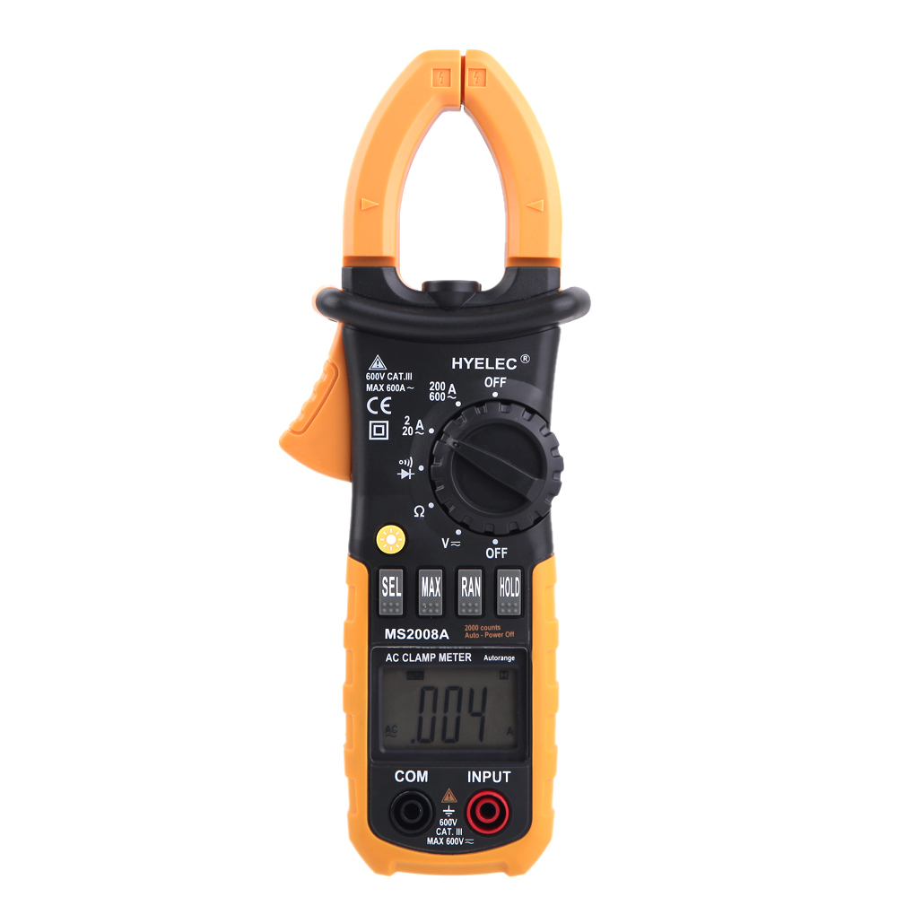 HYELEC AC Clamp Meter Digital Multimeter practical current tongs Electronic diagnostic tool amperimetro 2000 Count Clamp Mete