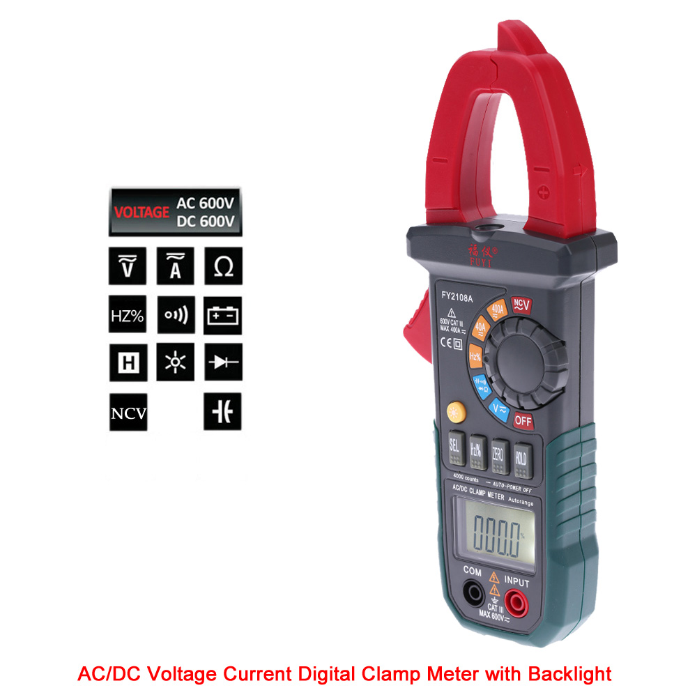 Digital Clamp Meter Multimeter AC DC Voltage current tongs Resistance Capacitance Frequency Duty Ratio Continuity NCV Measuring