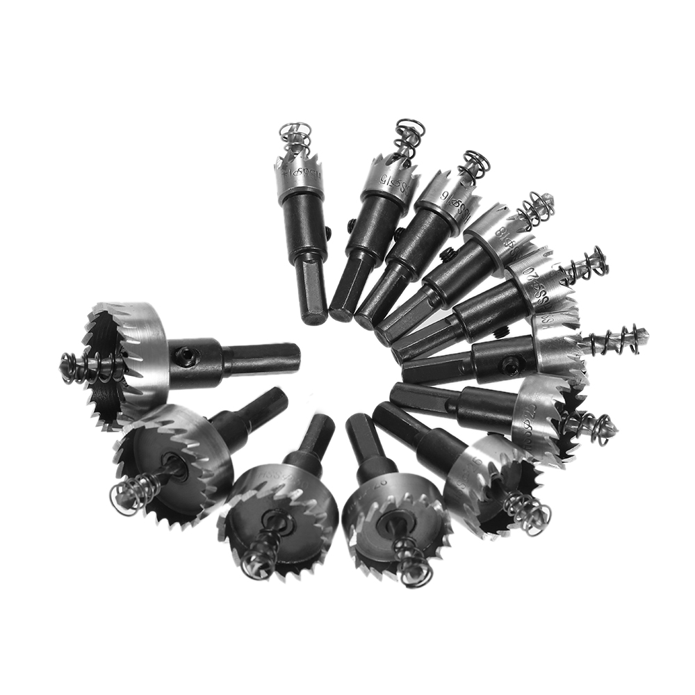 12pcs Hole Saw Tooth Kit Stainless Steel Drill Bit Set Cutter Tool M2 HSS Hole Saw Set Cutter Drill Bits Aluminum Alloy 14 35mm