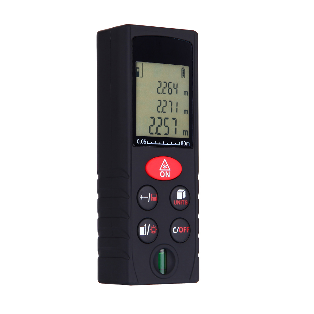 80m 262ft Mini Laser Rangefinder Handheld Digital Distance Meter High Precision Range Finder Area Volume Measurer Level Bubble