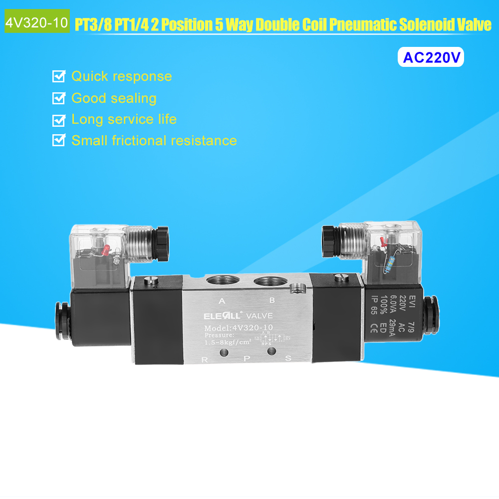 Pneumatic Airtac PT3 8 PT1 4 2 Position 5 Way Electromagnetic Air Solenoid Valves AirTAC Pneumatic Control Valve 12 24 110 220V