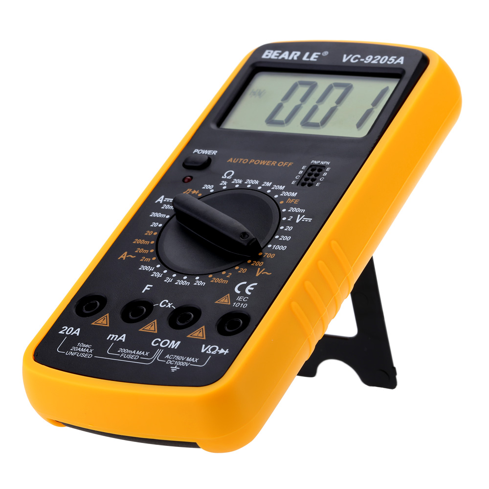 LCD Display Digital Multimeter Portable DC AC Voltage Meter AC Current Tongs Resistance Capacitance Diode Tester Continuity Test