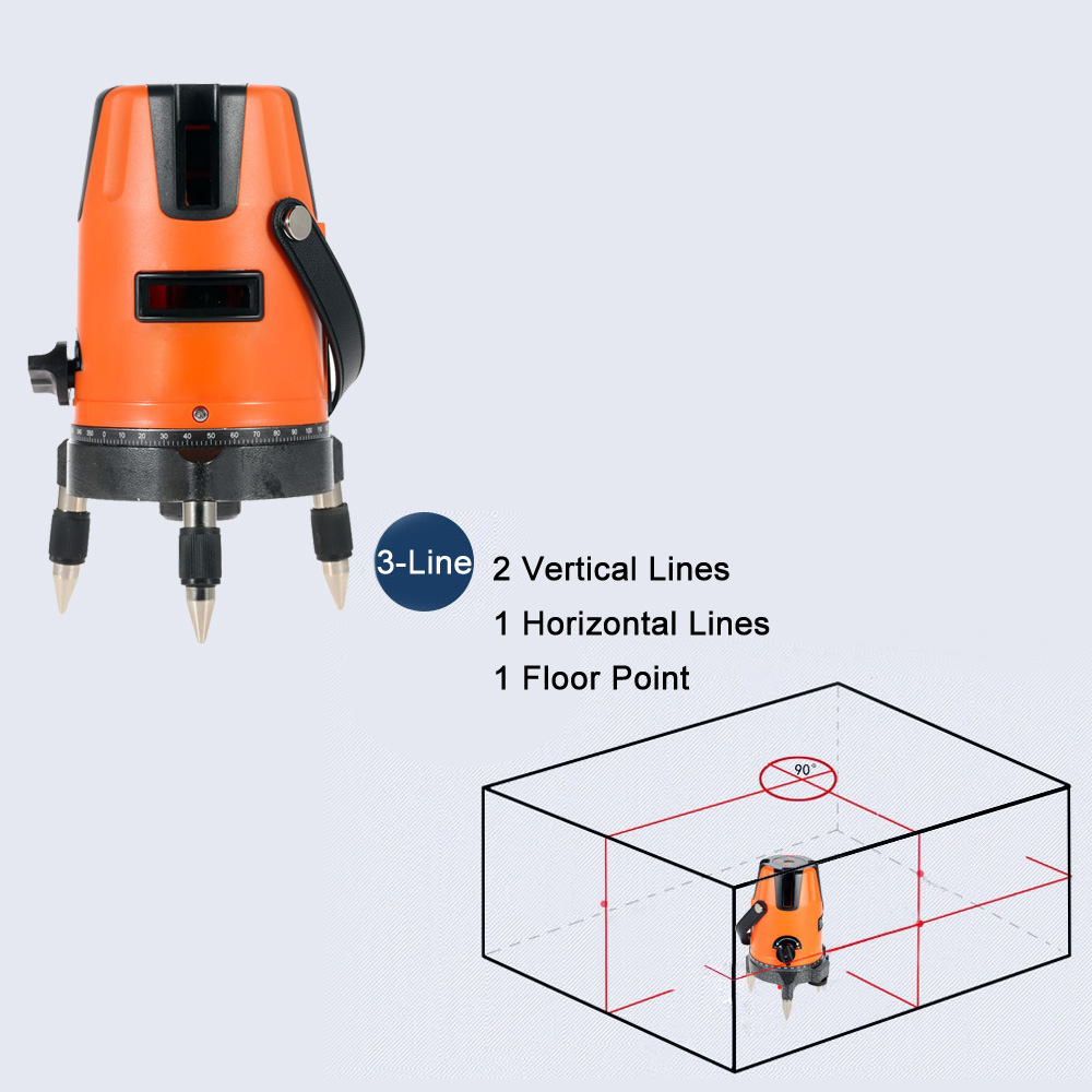 3 Line Professional Horizontal Vertical Automatic Leveling Laser Level Diagnostic tool Laser Dumpy Level with Protective Glasses