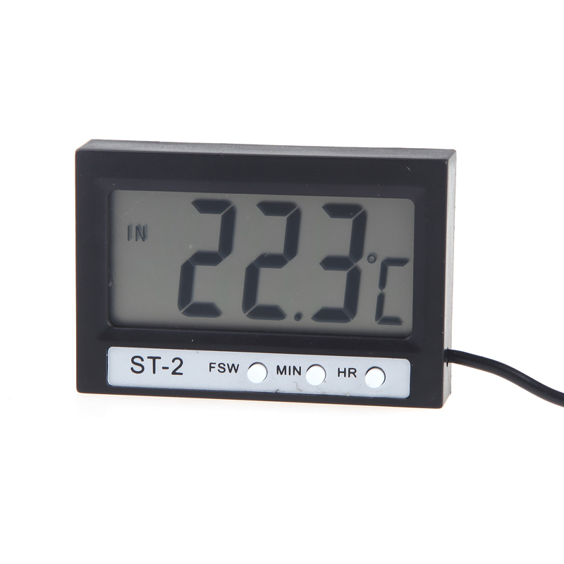 Mini LCD Digital Thermometer Temperature Meter Tester Celsius Temperature Diagnostic tool Indoor Outdoor Clock with Probe ST 2