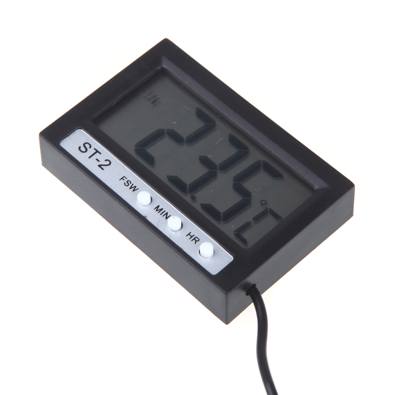 Mini LCD Digital Thermometer Temperature Meter Tester Celsius Temperature Diagnostic tool Indoor Outdoor Clock with Probe ST 2
