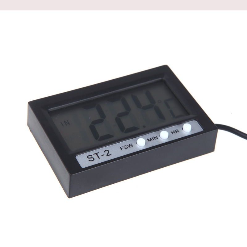 Mini LCD Digital Thermometer Temperature Meter Tester Celsius Temperature Diagnostic tool Indoor Outdoor Clock with Probe ST 2