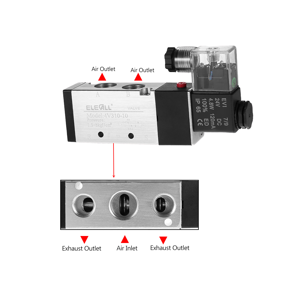 Pneumatic Airtac PT3 8 PT1 4 2 Position 5 Way Electromagnetic Air Solenoid Valves AirTAC Pneumatic Control Valve AC 220V DC 24V