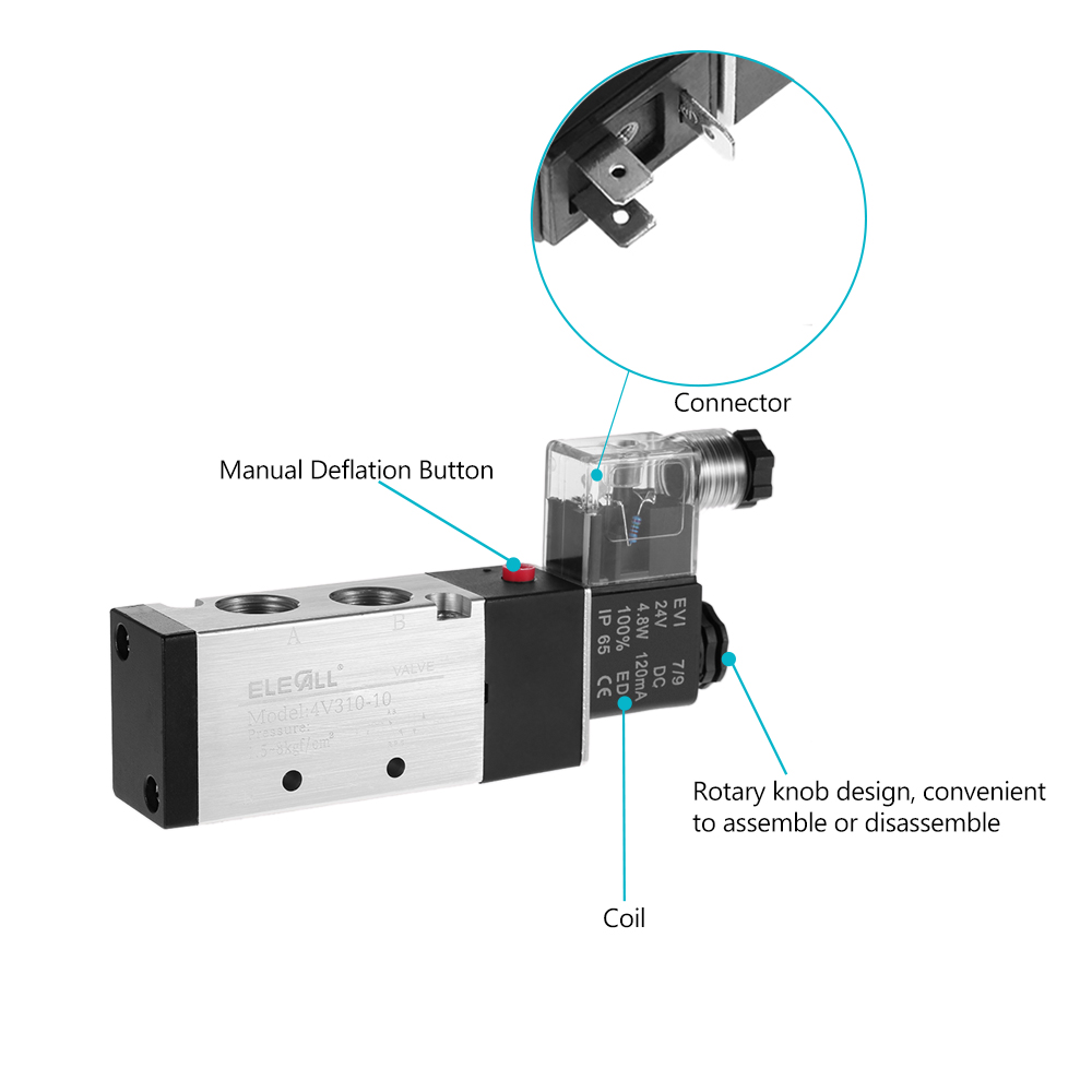 Pneumatic Airtac PT3 8 PT1 4 2 Position 5 Way Electromagnetic Air Solenoid Valves AirTAC Pneumatic Control Valve AC 220V DC 24V