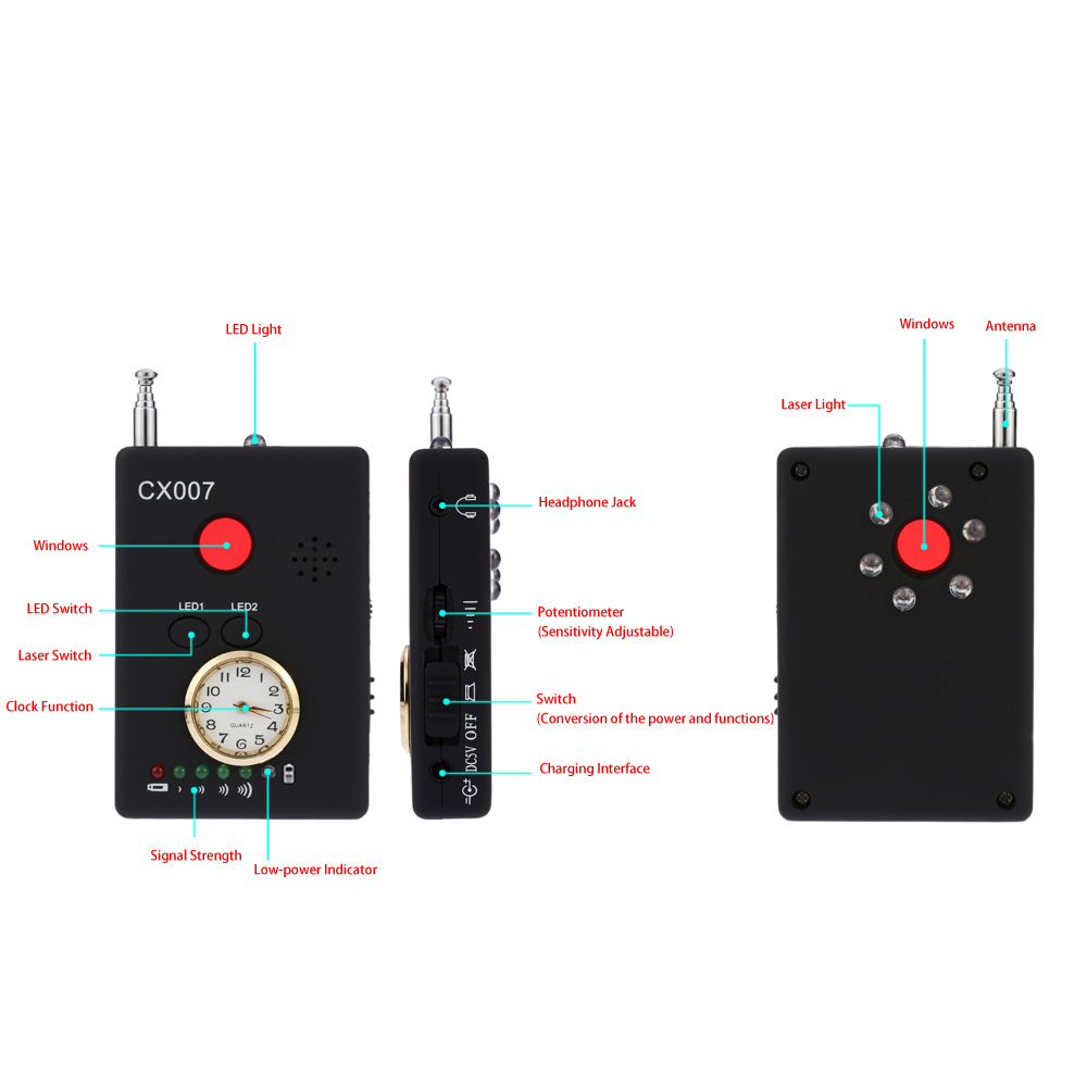 Multi functional Full range Wireless Signal Radio Detector RF Auto detection Tracer Finder 1MHz 6.5GHz Adjustable Sensitivity