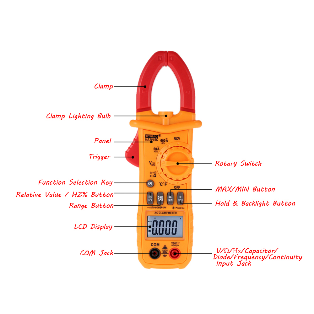 AC DC Digital Clamp Meter Electronic Multimeter Voltage Tester Current Tongs Resistance Temperature Frequency Diagnostic tool