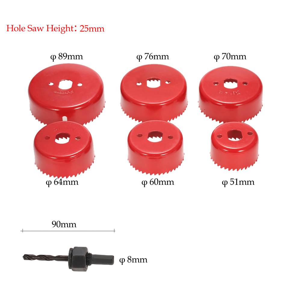 9pcs Hole Saw Cutting Set Kit Drilling Tool Wood Metal Cutter Hole Saw Set Cutter Drill Bits Core Drill Bits Woodworking 51 89mm