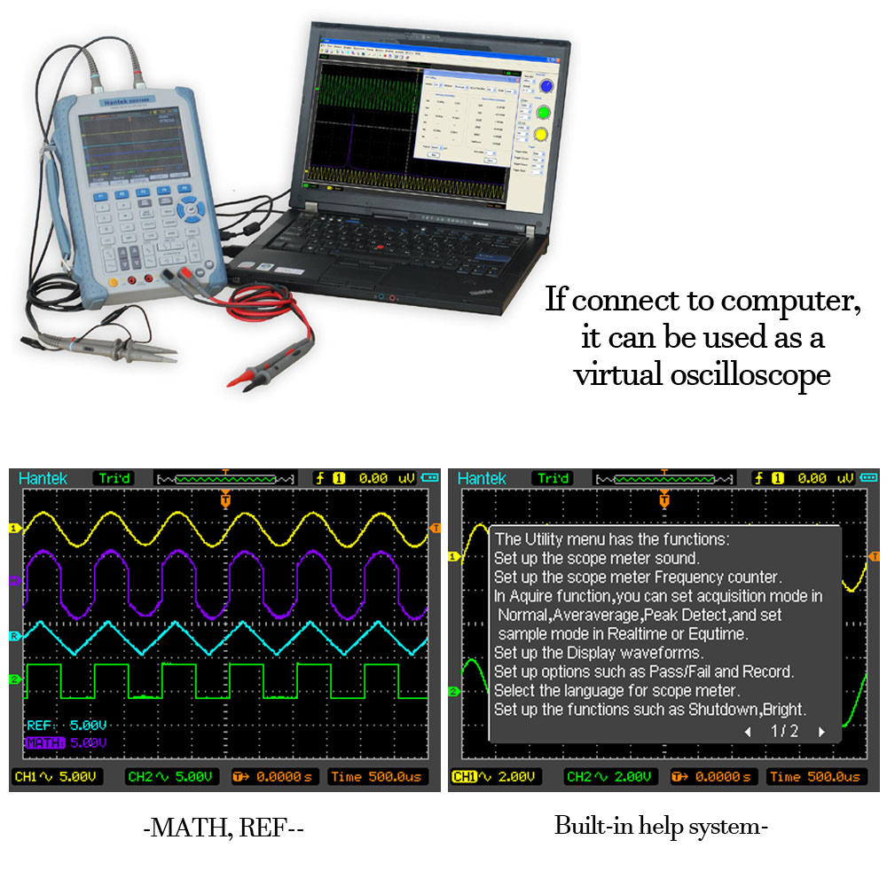 Hantek DSO8060 Mini Digital Oscilloscope Handheld Industrial Multimeter 60MHz 250MSa s 2 Channels 5 in 1 Mobile Laboratories