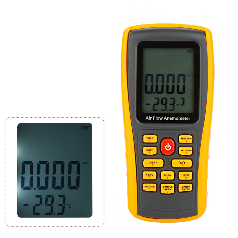 GM8902 Digital Anemometer tachometer Wind Speed Meter velocity Air Flow Tester Air Temperature Meter 0~45m s with USB Interface