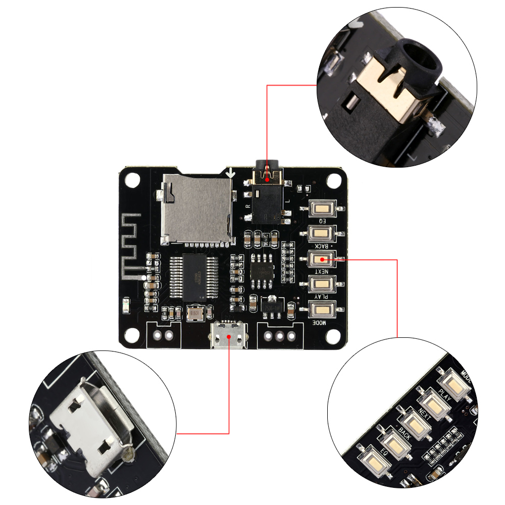 USB DC 5V Bluetooth 2.1 Audio Receiver Board Wireless Stereo Music Module with TF Card Slot