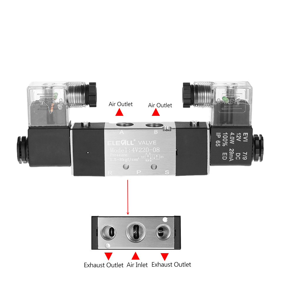 Pneumatic Airtac PT1 4 1 8 2 Position 5 Way Pneumatic Solenoid Valve Electric Air Valve Double Coil AC DC 12v 24v 110v 220v