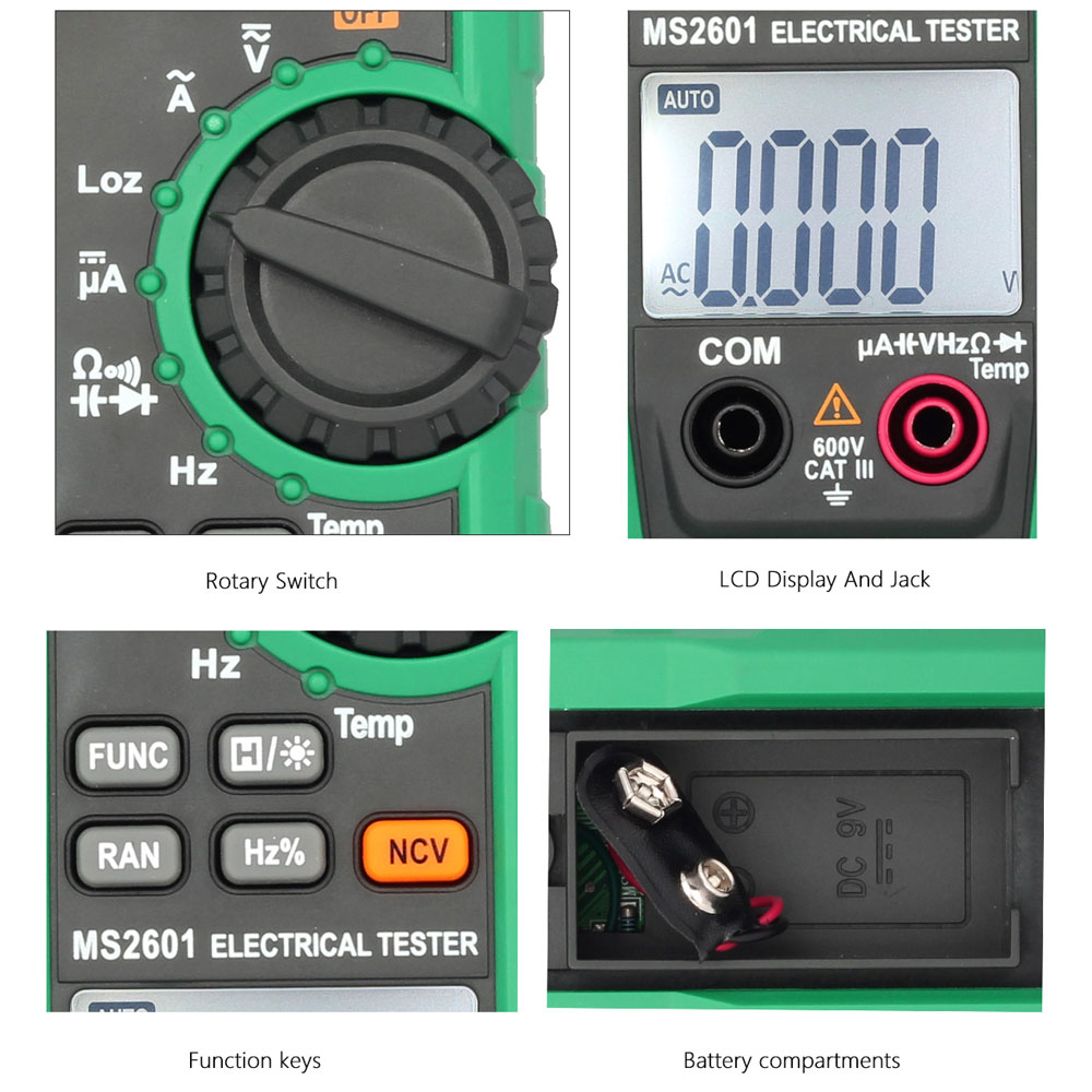 Digital Multimeter Clamp Meter DC AC Voltage Current Detector Resistance Capacitance Tester Diode Frequency Temperature Measurer