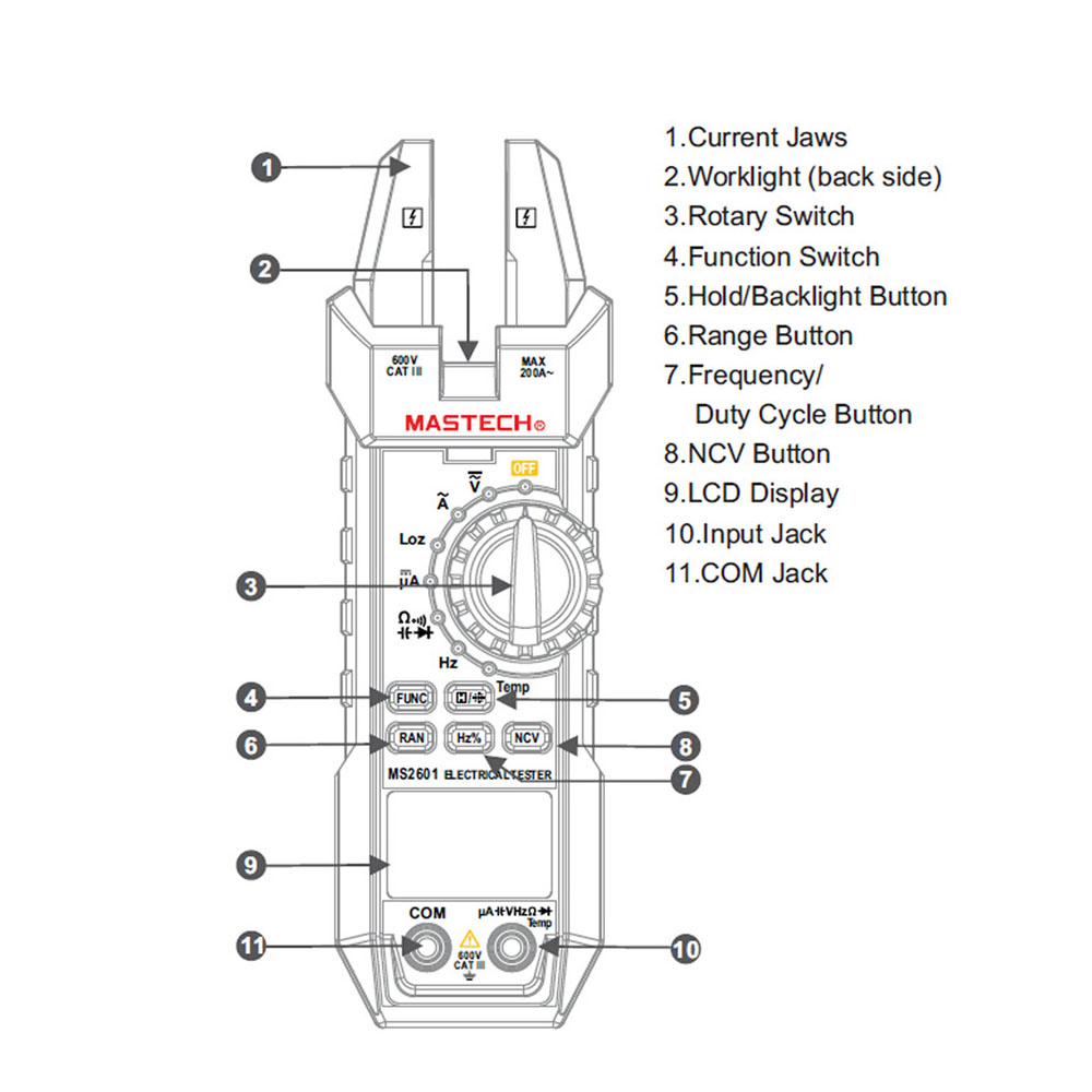 Digital Multimeter Clamp Meter DC AC Voltage Current Detector Resistance Capacitance Tester Diode Frequency Temperature Measurer